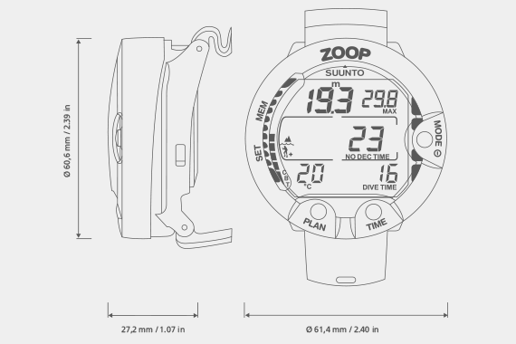 Suunto Zoop wymiary